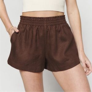 Reformation Mila Linen Shorts in Cafe Brown New Size Large
